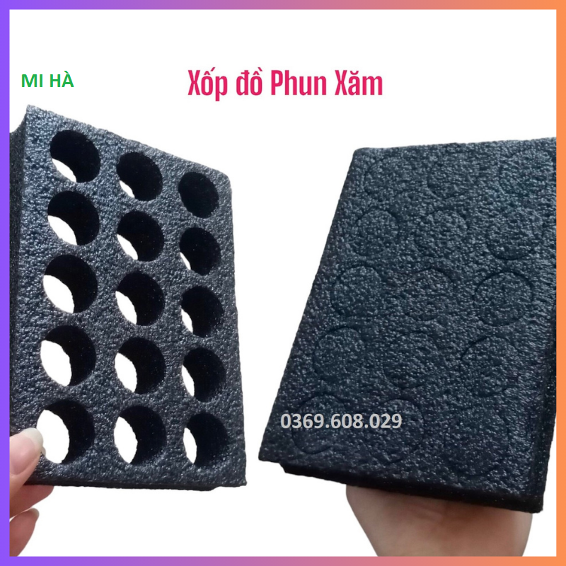 Xốp để cốp đồ phun xăm_miếng xốp lỗ đựng mực để cốp đồ phun xăm,trang điểm_phụ liệu mi hà