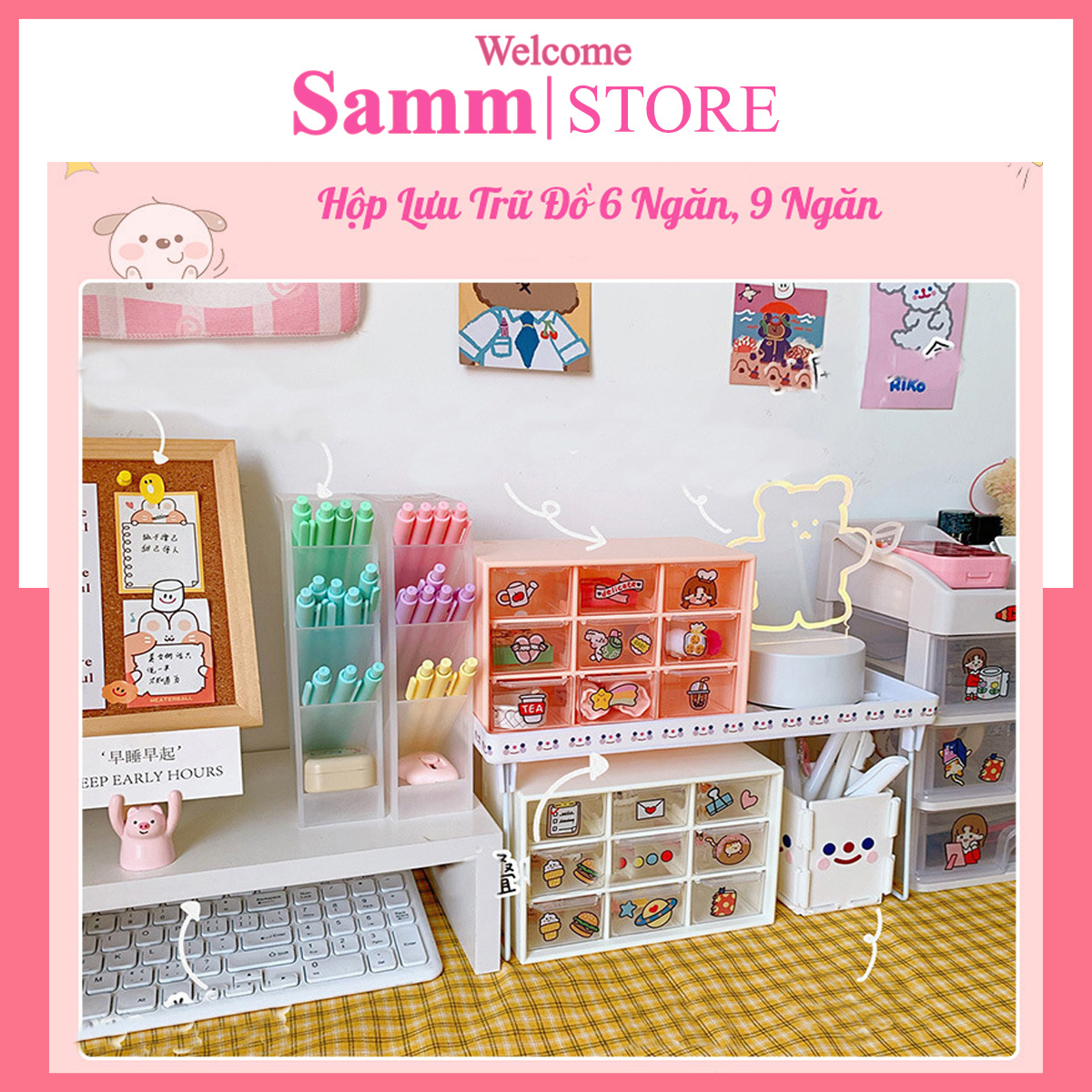 Tủ hộp nhựa đa năng 6 ngăn ,9 ngăn đựng đồ bàn học tiện lợi Gooo store