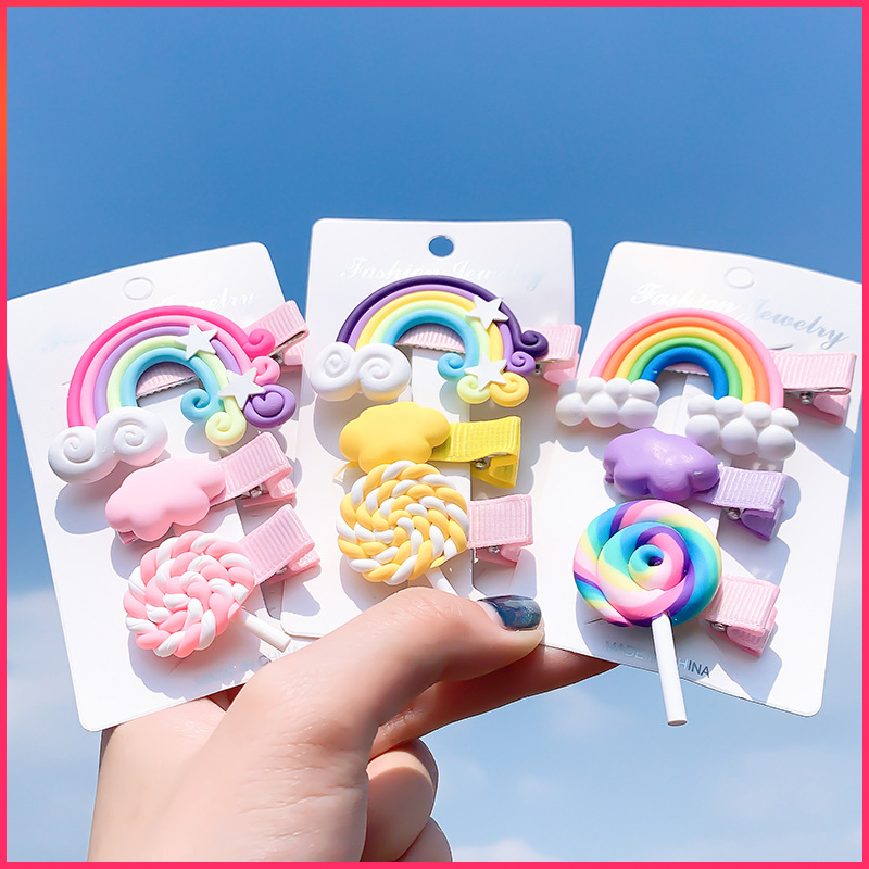 Set kẹp tóc mái, kẹp tóc bên biểu tượng kẹo dẻo, đáng yêu, dễ thương cho bé gái