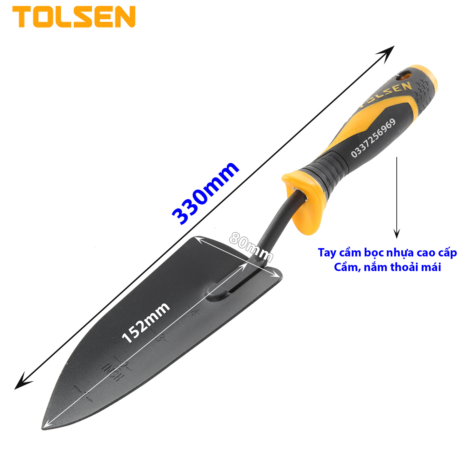 Cây bay làm vườn cán nhựa 330mm tolsen 57500  carbon steel làm vườn trồng cây - xuất khẩu thị trường châu âu