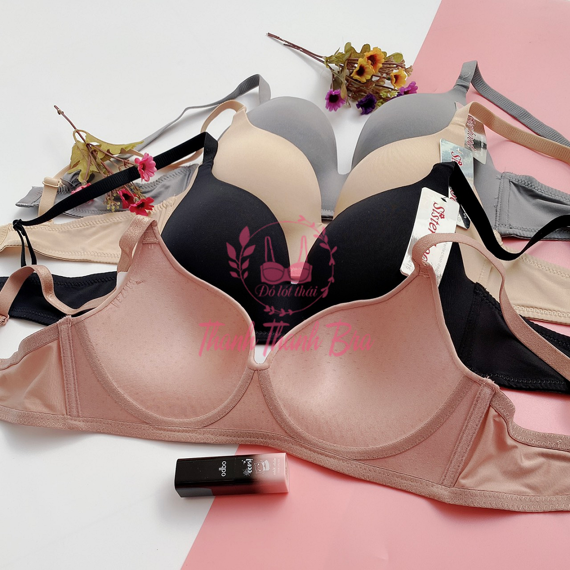 Áo ngực mút nhẹ không gọng, form quả chéo, quả vừa cup B, Đồ lót Thái | Sisterhood 8558
