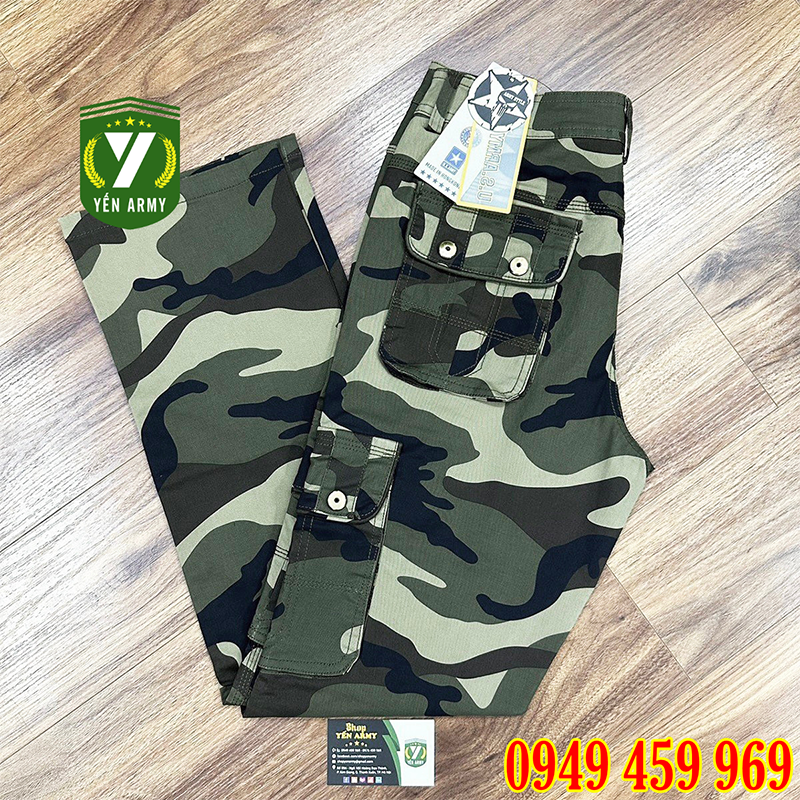 Quần Lính Nam Túi Hộp Màu Rằn Ri / Xanh Rêu - Mã Q806