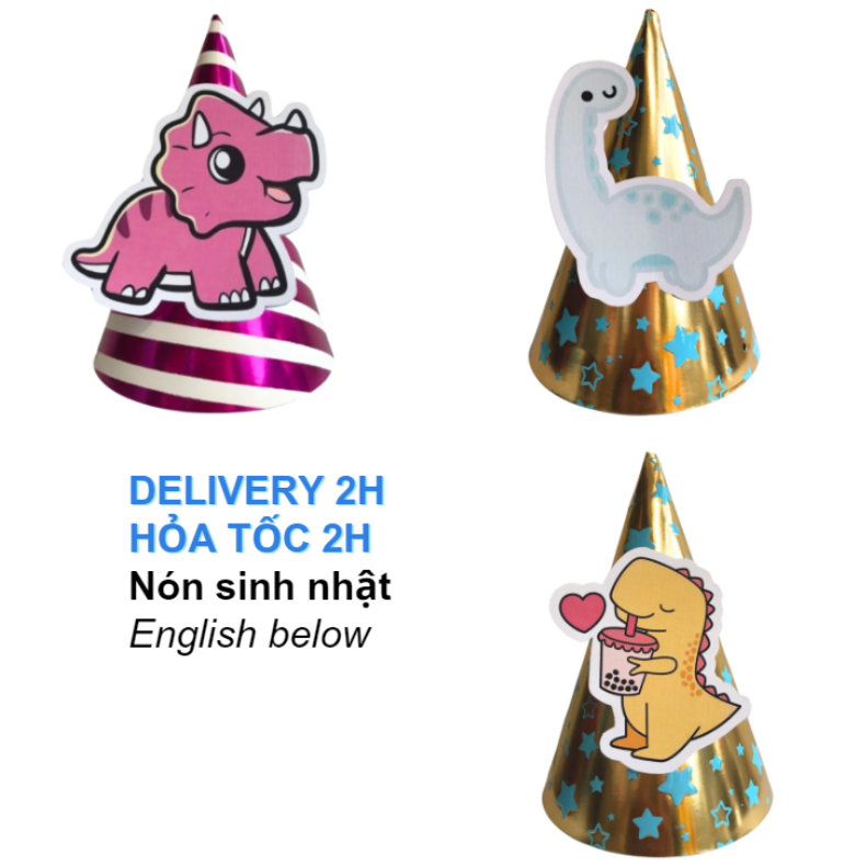 Nón Sinh Nhật Khủng Long Cho Bé Nhiều Mẫu - Dinosaur Birthday Party Hat For Kid KAB34