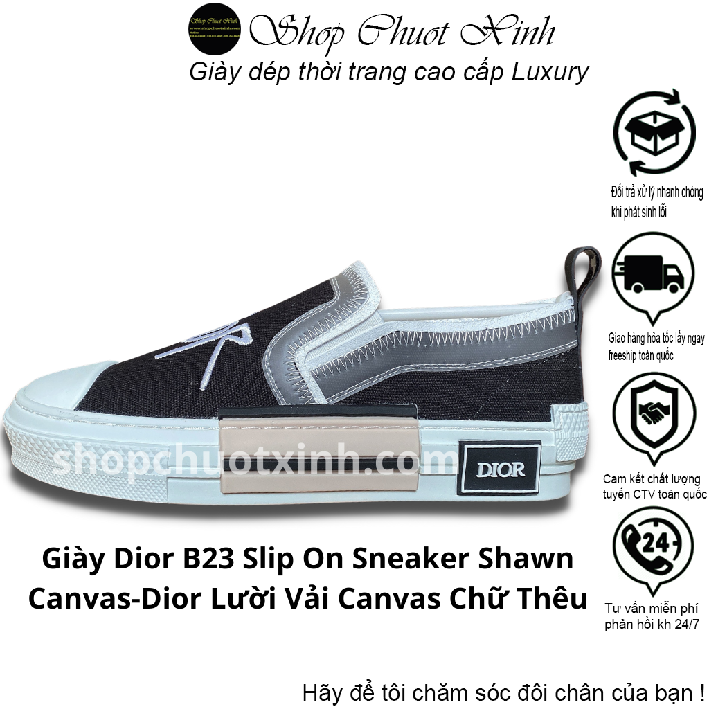 Dior B23 SlipOn Sneaker In Black Canvas  Grailed