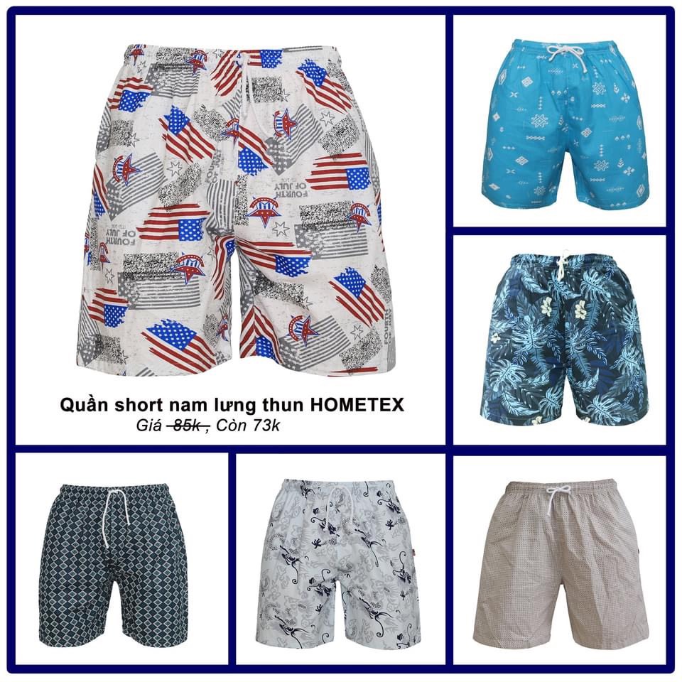 Quần sọt nam Hometex, quần đùi nam lưng thun