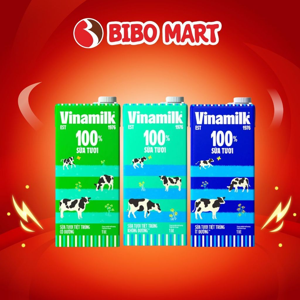 Sữa Tươi Tiệt Trùng Vinamilk Có Đường Không Đường Ít Đường Giúp Bé Cao Lớn Khỏe Mạnh - Biob Mart