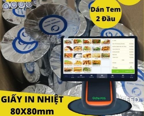 [HCM 10 Cuộn]) Giấy In Bill Nhiệt K80x80 Mực Đen Dùng Máy Pos Ocha