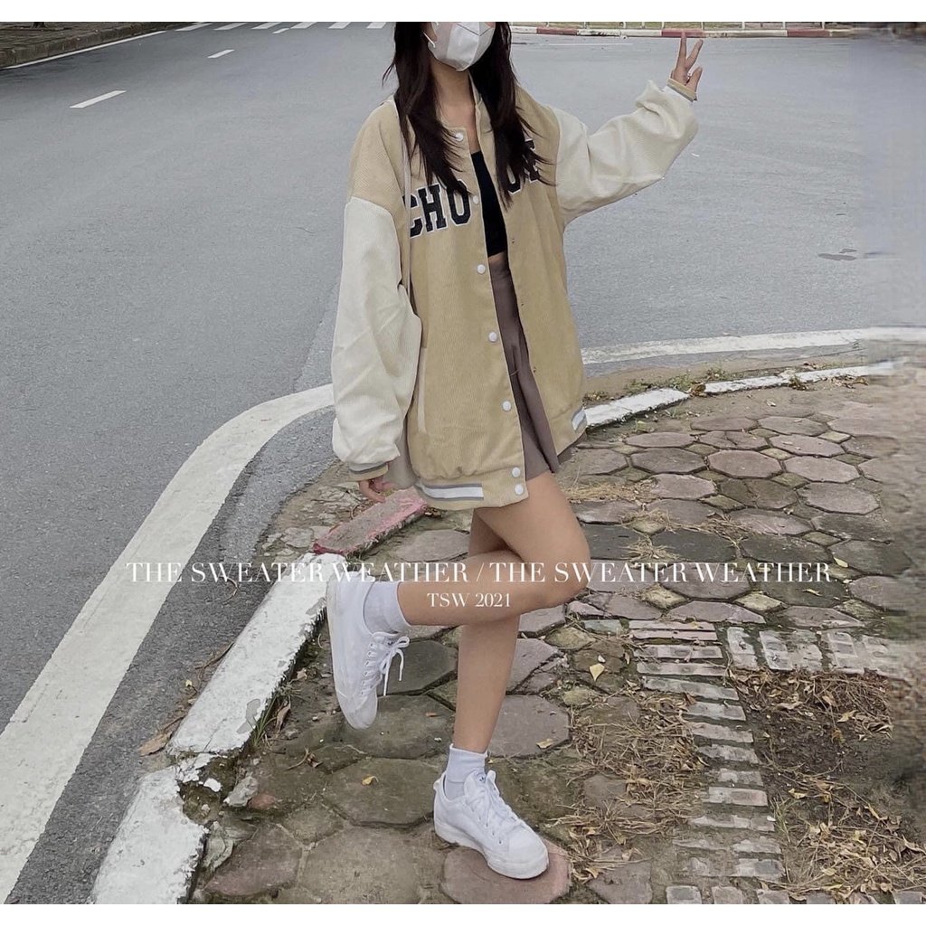 Áo khoác nhung tăm bomber 2 lớp hàng looại 1