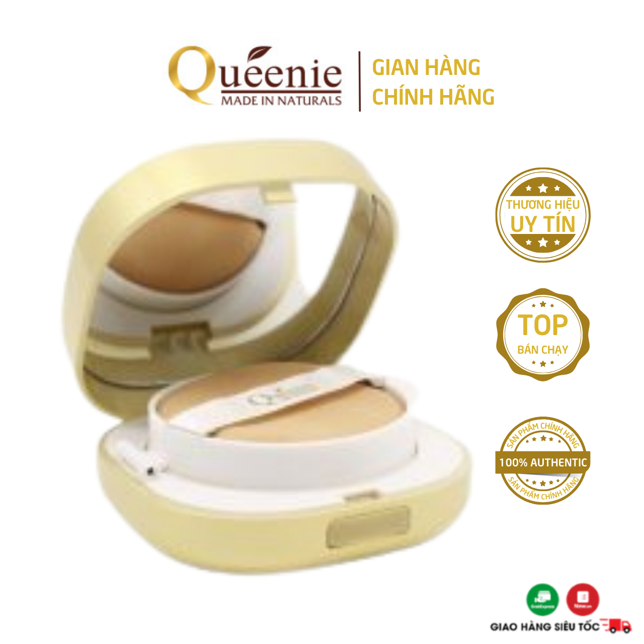 Phấn Nước Trang Điểm Cao Cấp Queenie SPF50+/Pa++ 15g - Mỹ Phẩm Hàn Quốc