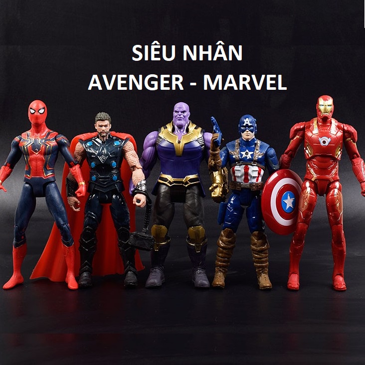Đồ chơi siêu nhân mô hình avenger marvel cho bé trai : người sắt, đội trưởng mỹ, thần sấm, khổng lồ xanh, người kiến