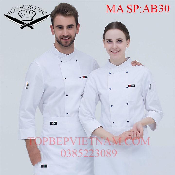 áo bếp,đồng phục bếp cao cấp dài tay ab30