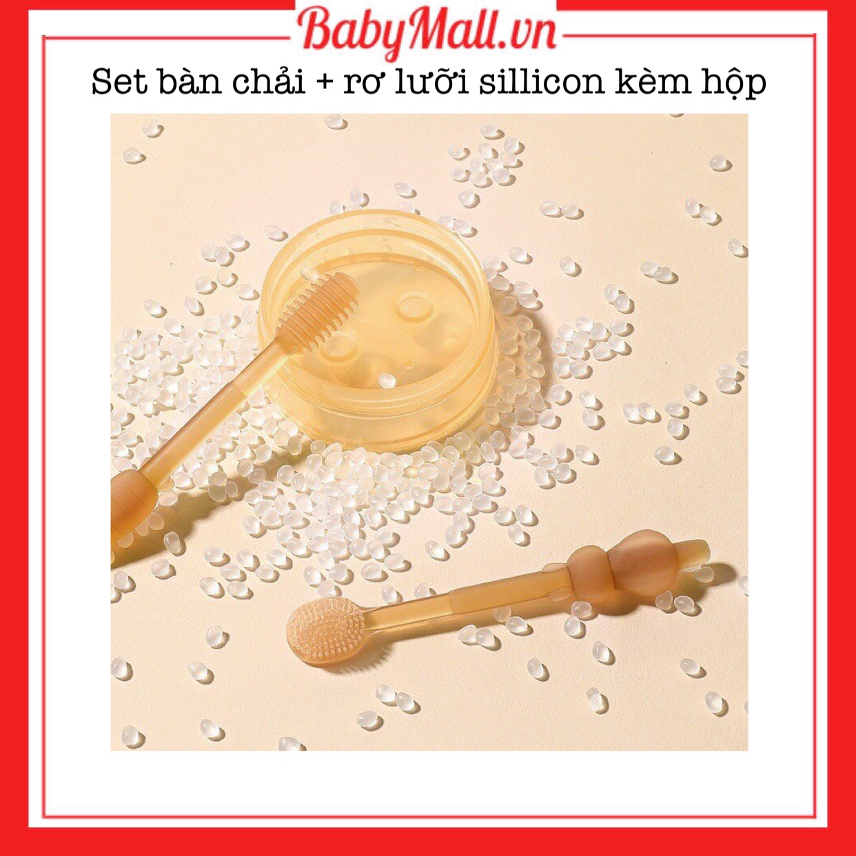 Set bàn chải + rơ lưỡi sillicon kèm hộp Babymall.vn