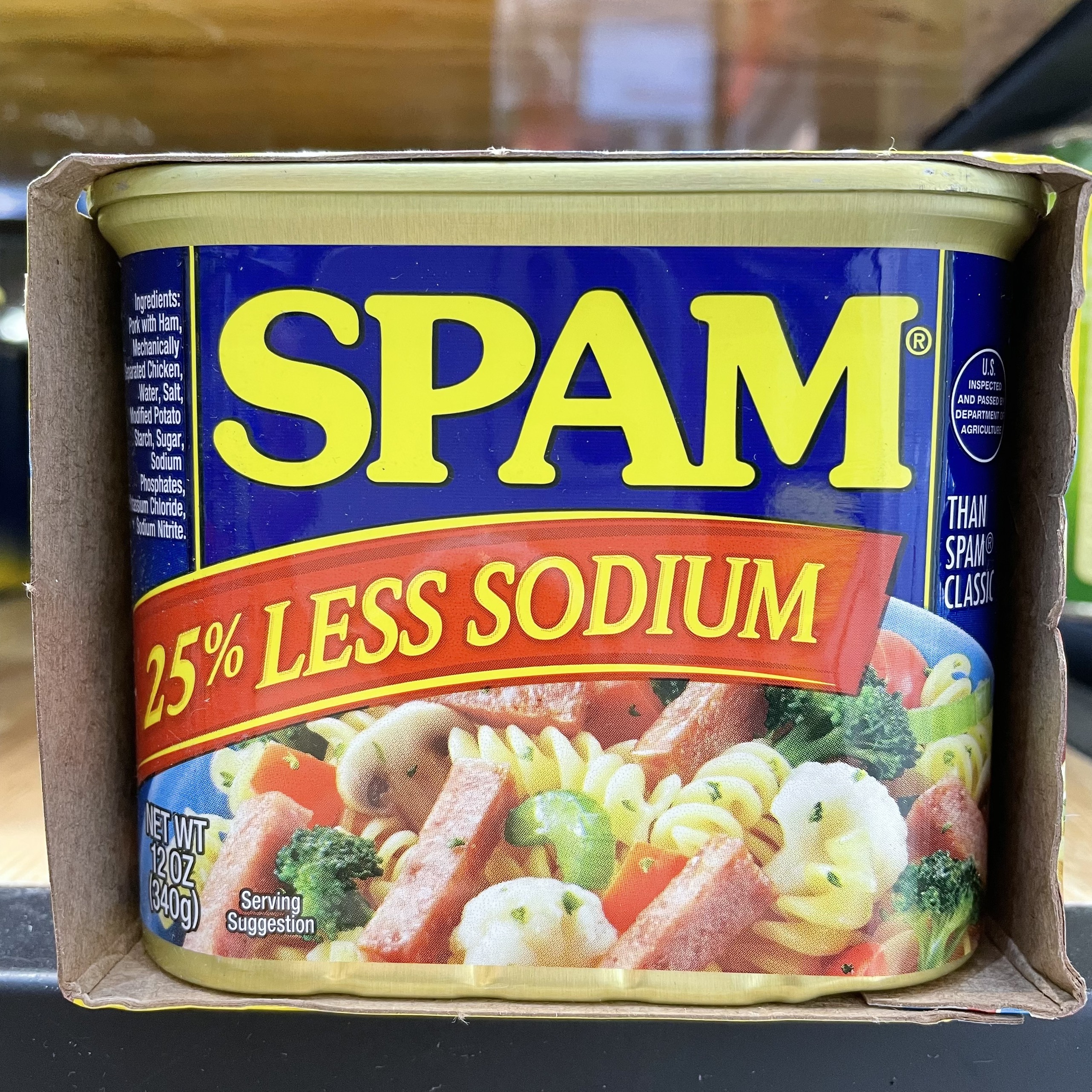 Thịt hộp spam 340g giảm mặn hàng nhập mỹ