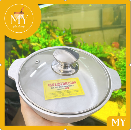 Nồi nhôm đúc nguyên khối nắp kính 16cm - 18cm - nồi nhôm kho quẹt