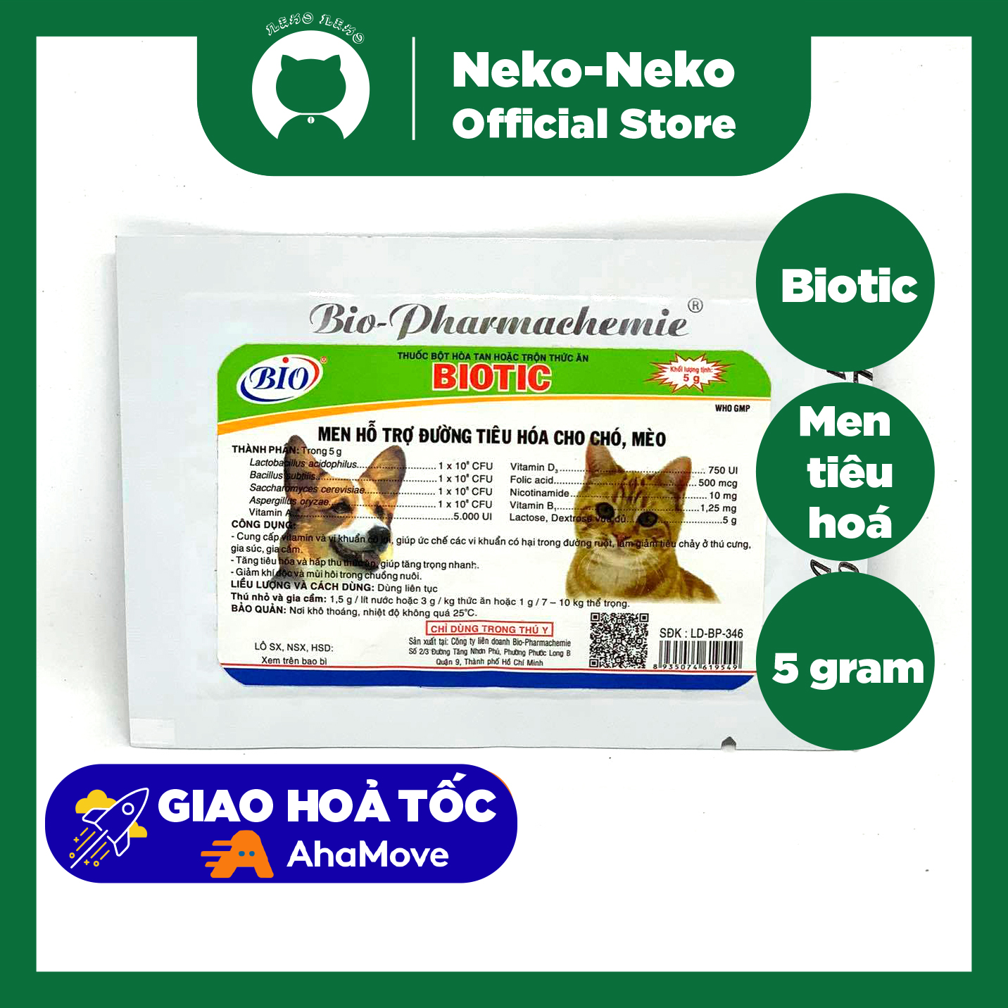 Biotic - Men tiêu hoá cho chó mèo 5g