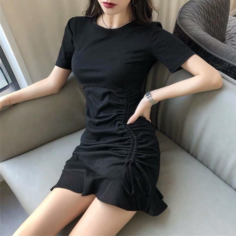 Chân Váy Đen Ngắn Kèm Quần Trong Có Dây Rút 2 Bên Ôm Body Cực Xinh | Shopee  Việt Nam