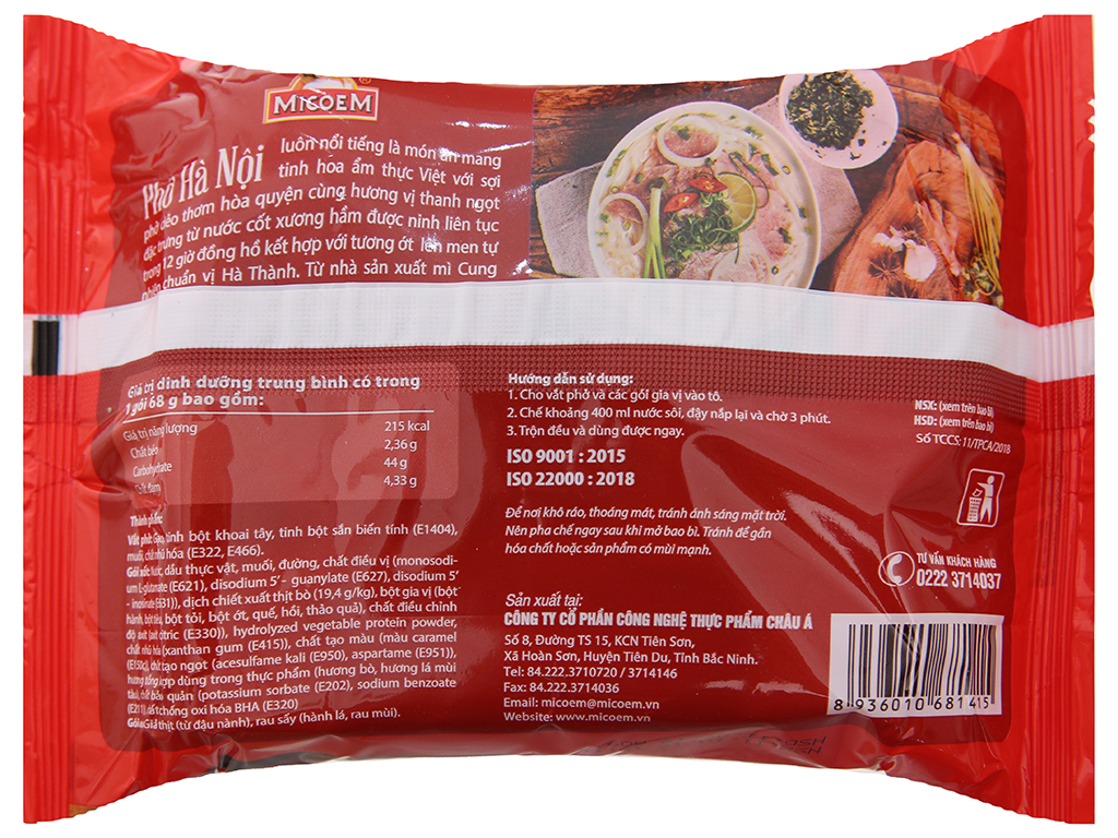 Thùng 30 gói phở bò Cung Đình Hà Nội với nước cốt xương hầm 68g