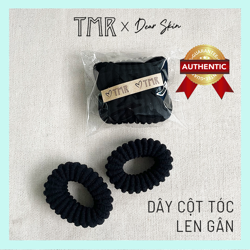 Dây cột tóc len gân TMR chính hãng bản lớn dày dặn màu đen thu hút
