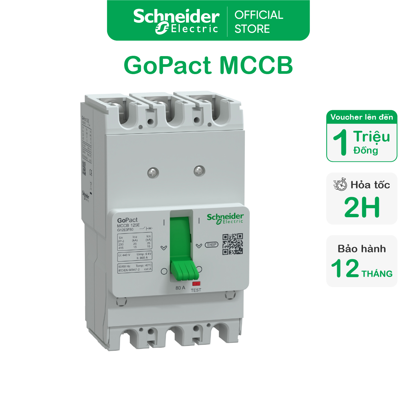 Cầu dao tự động dạng khối - gopact mccb 125e 3p 15ka không chỉnh định - schneider electric - g12e3f16 g12e3f20 g12e3f25 g12e3f32 g12e3f40 g12e3f50 g12e3f63 g12e3f80 g12e3f100 g12e3f125
