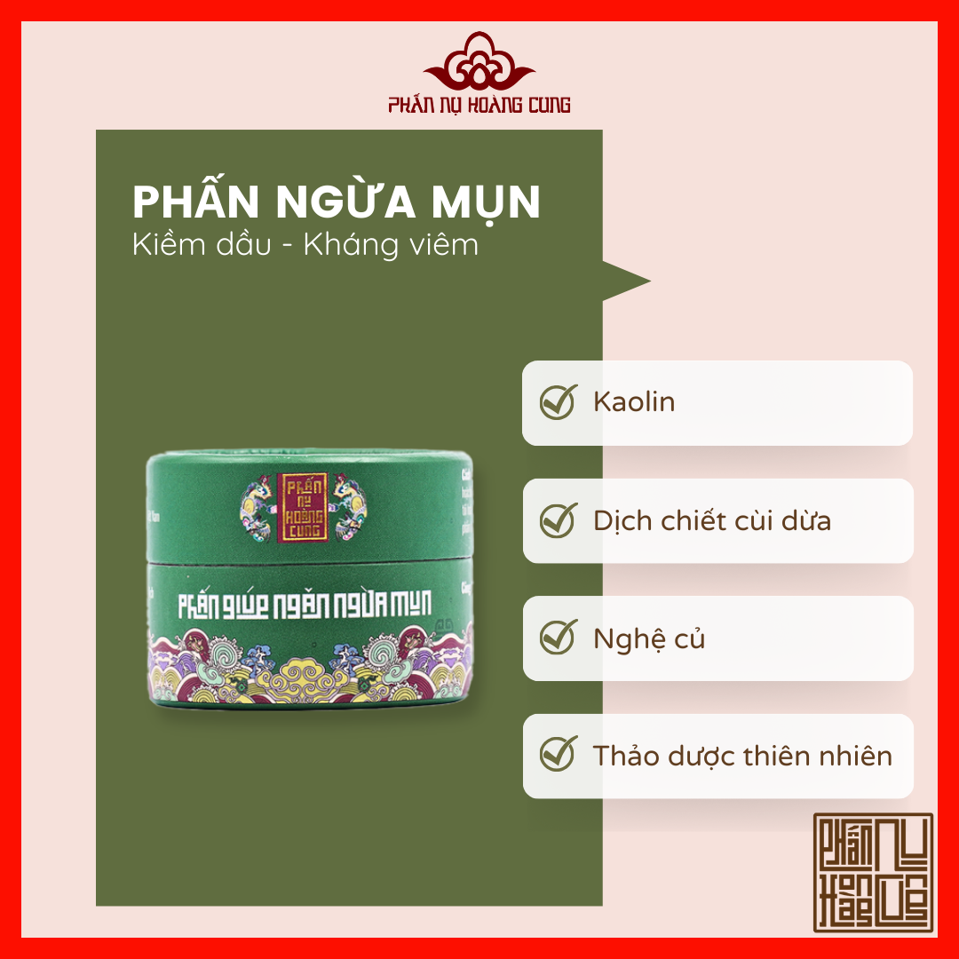 Chăm sóc da mặt, Phấn Trang Điểm Ngừa Mụn, Phấn Ngừa Mụn, Phấn Nụ Hoàng Cung, Kiểm soát nhờn ,dầu hiệu quả, giúp da sạch mụn, Dung Tích 25g