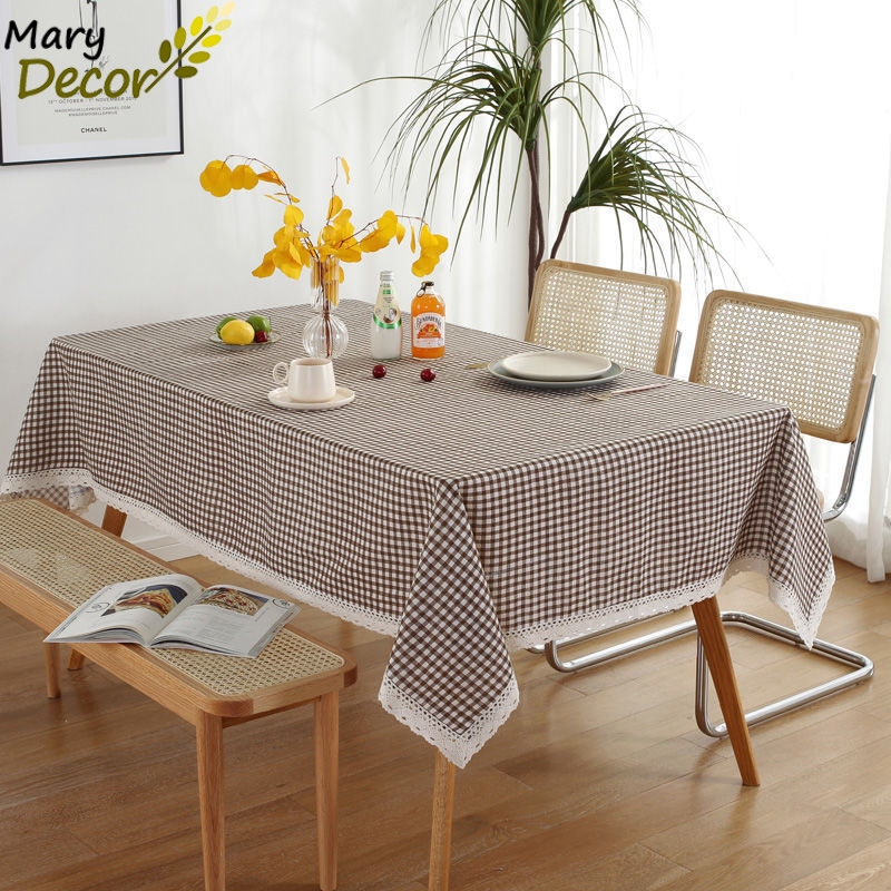 Khăn trải bàn caro cực đẹp cực rẻ - họa tiết Caro nâu - KB-G08