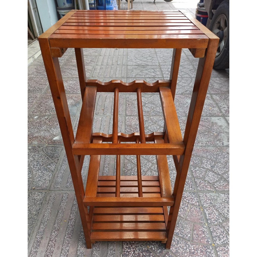 Kệ gỗ để r.ượu, kệ trang trí 4 tầng - hàng vn xuất khẩu