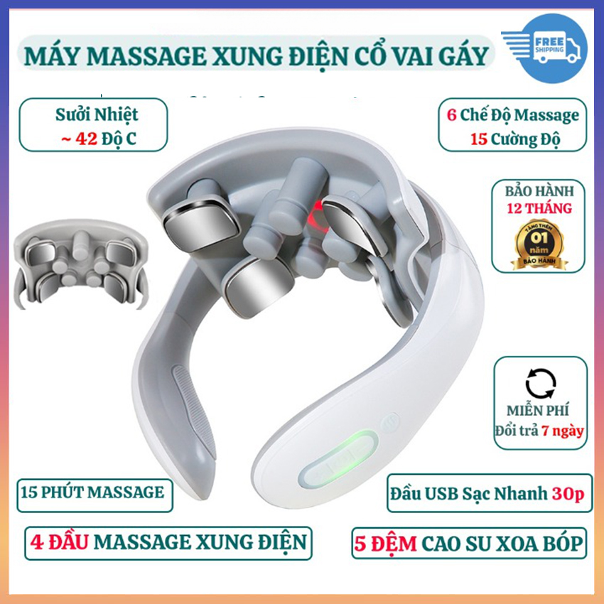 Máy mátxa cổ vai gáy trị liệu hồng ngoại Máy massage cổ May mat xa xung dien Tốt hơn máy massage cổ vai gáy schlauer h88 gối matxa cổ vai gáy toàn thân đa năng 8bi/16bi 5 đầu rung 4 đầu xung điện ems an toàn tuyệt đối