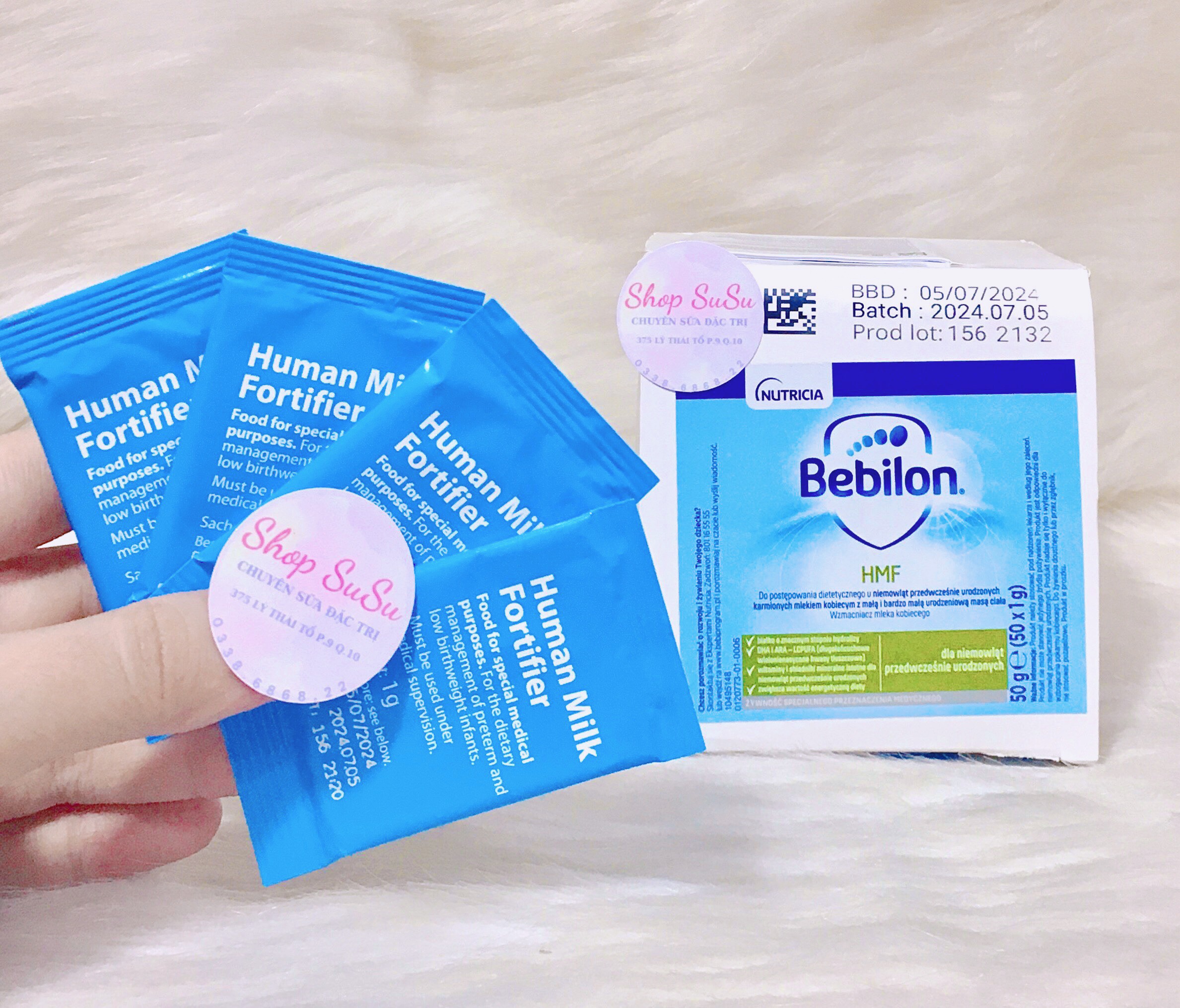 Sữa Bebilon Human Milk Fortifier bổ sung vào sữa mẹ cho bé sinh non đến cực non - Hộp 50 gói