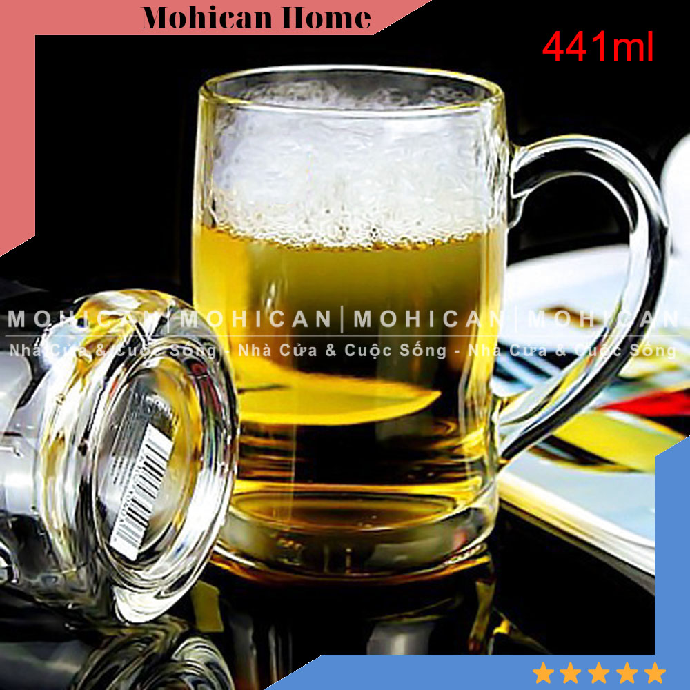 Ly thủy tinh uống bia union có quai 441ml, cốc thủy tinh Thái Lan uống trà UNIG-397 Mohican