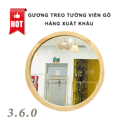 Size 50cm 💎 Gương tròn treo tường viền gỗ sồi 💎 Màu vàng tự nhiên 💎 Hàng xuất khẩu loại đẹp