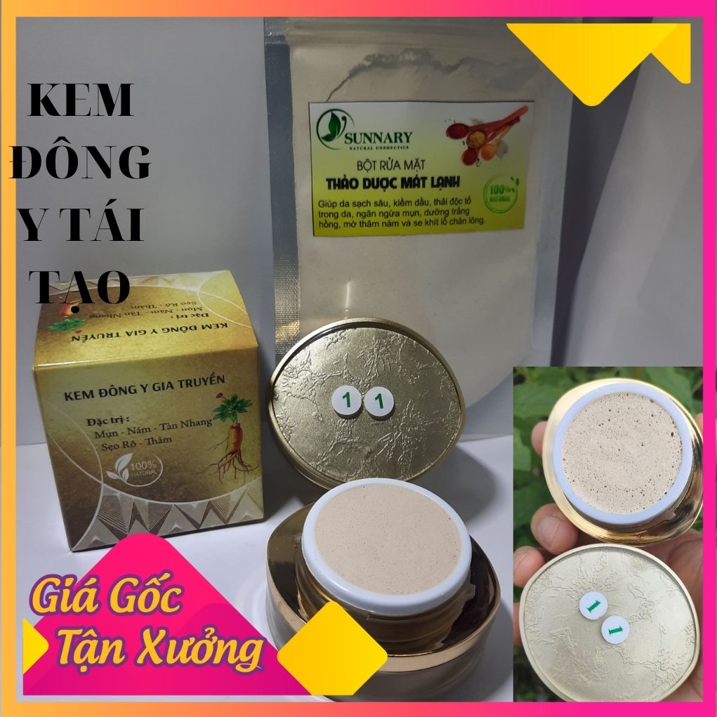 (Tặng kèm Bột mát lạnh) Kem đông y tái tạo cao cấp 1.1 của SPA triệt để chuyên sau về mụn nám tàn nhang sẹo rỗ da sạch thâm mụn căng bóng trắng hồng 20gr sp của xưởng gia công thảo dược