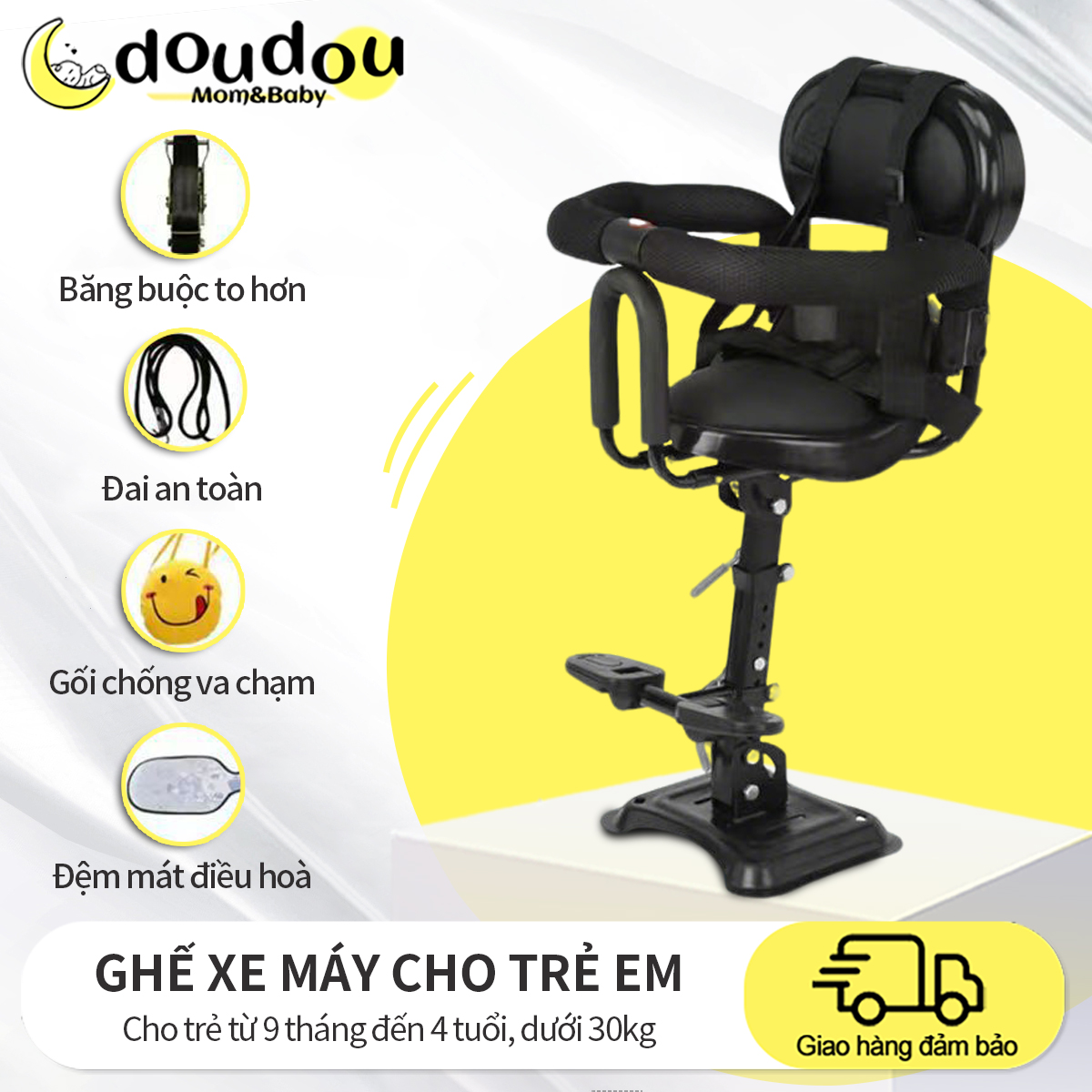 Ghế Ngồi Xe Máy Cho Bé - Ghế Trước Đi Xe Ga Xe Đạp Điện Có Vòng Bảo Vệ Bé An Toàn Cho Trẻ Gối ghế ngồi cho bé đi xe máy tay ga