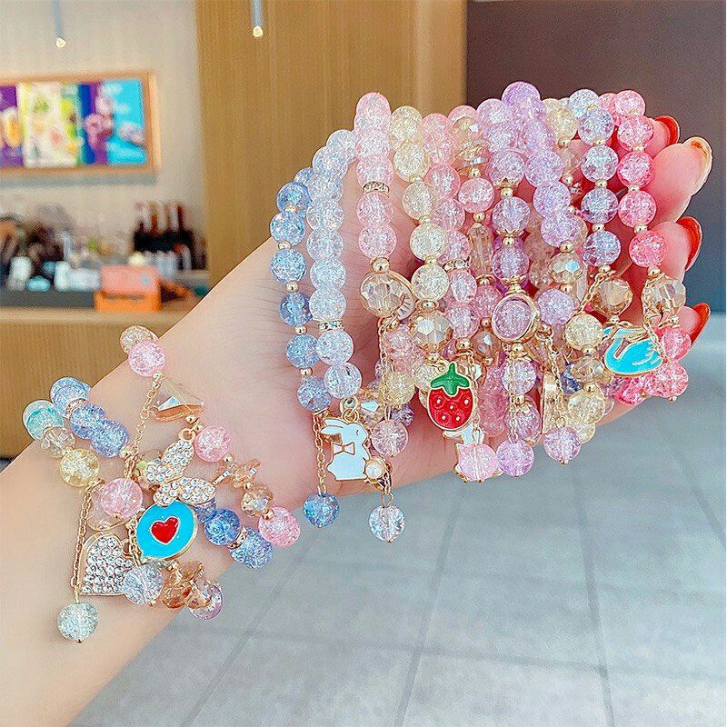 Vòng tay đính hạt mặt charm siêu xinh cho bé gái