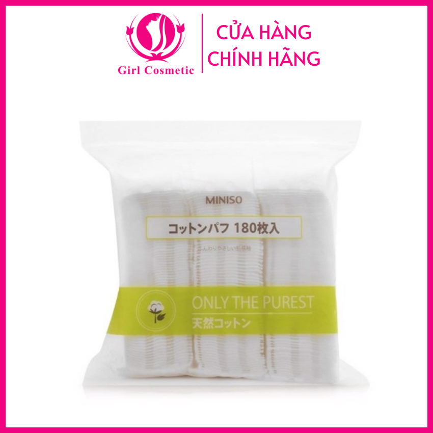 Bông tẩy trang Miniso Nhật bản gói 180 miếng mềm mịn siêu dai
