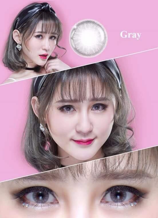 Lens mắt - Kính áp tròng xám tự nhiên giãn tròng tặng kèm khay
