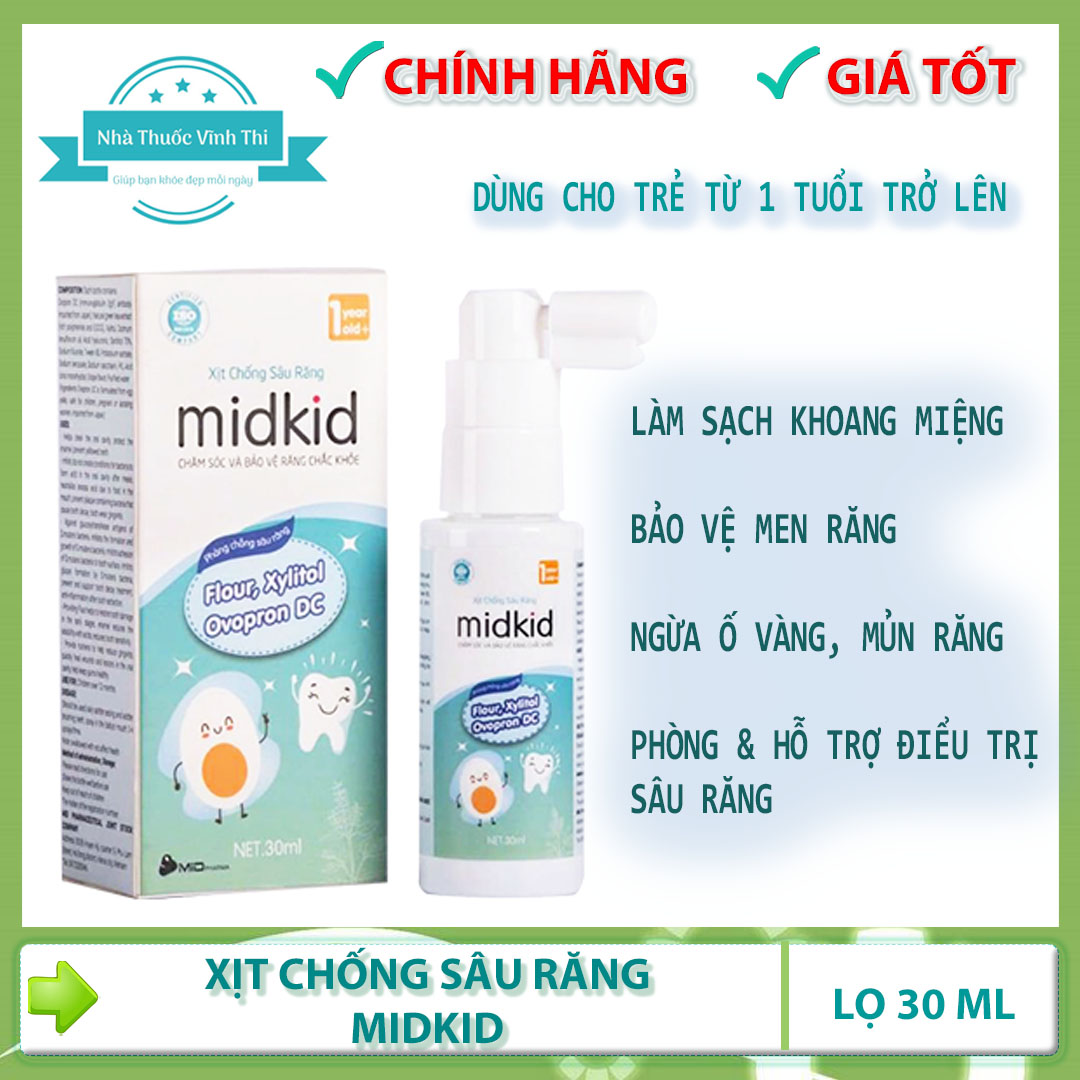 [Kèm Quà] Midkid Xịt Chống Sâu Răng Lọ 30ml - Chăm Sóc Và Bảo Vệ Răng Chắc Khoẻ