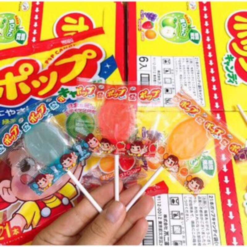 Kẹo mút trái cây Fujiya, kẹo pop candy chống sâu răng cho bé Nhật Bản DATE