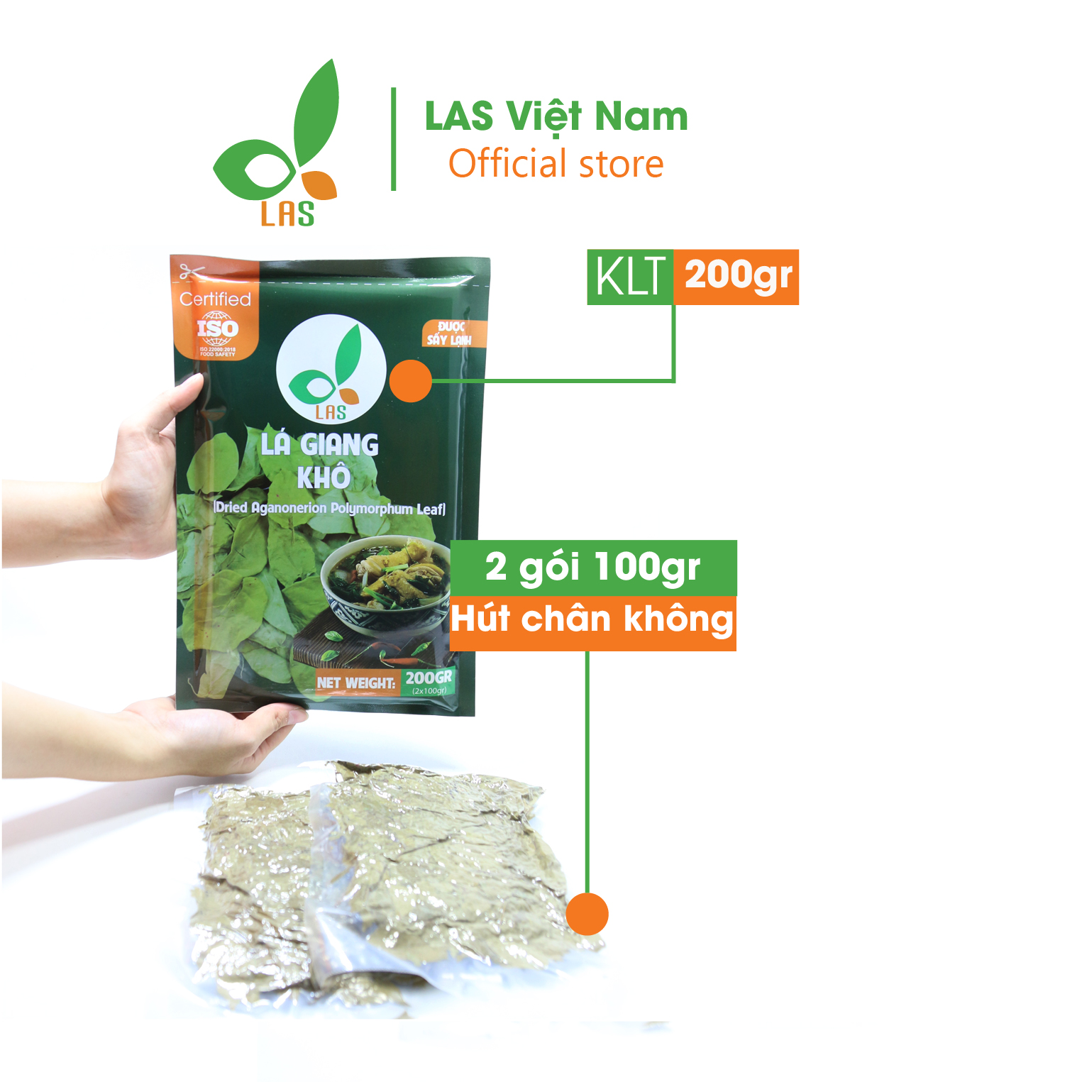 Lá giang khô gói - 200gr - las việt nam