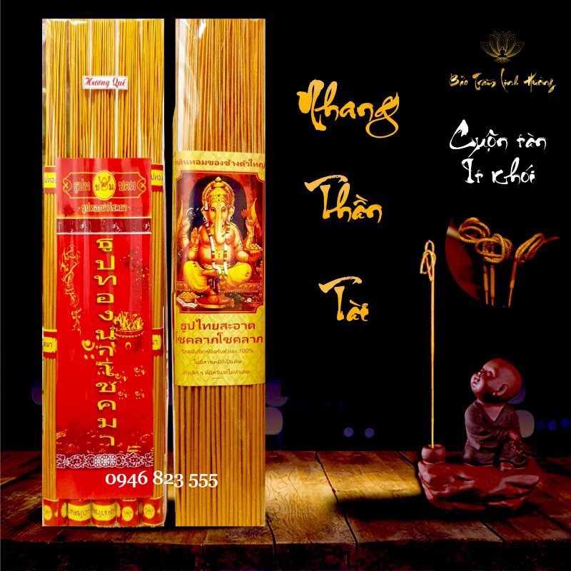 Hương nhang thần tài chính hãng hương sạch ít khói cuộn tàn tài lộc