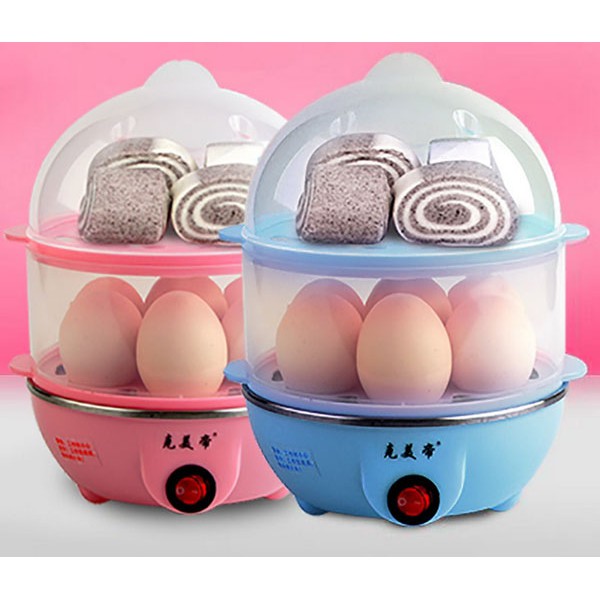[BẢO HÀNH 1 ĐỔI 1] Nồi hấp trứng 2 tầng bằng điện - SENFOODS - luộc và hấp thức ăn siêu tốc tiết kiệm thời gian - đồ gia dụng nhà bếp