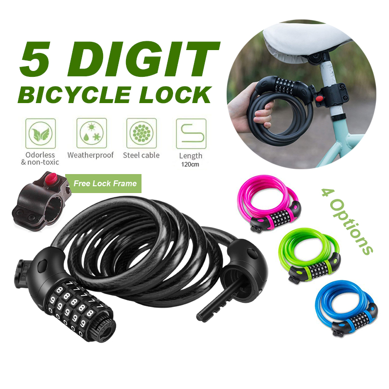 Khoá dây 5 số cao cấp cho xe đạp,khoá xe đạp xe máy 5 số cao cấp chắc chắn,khóa xe đạp mật mã 5 số chống trộm