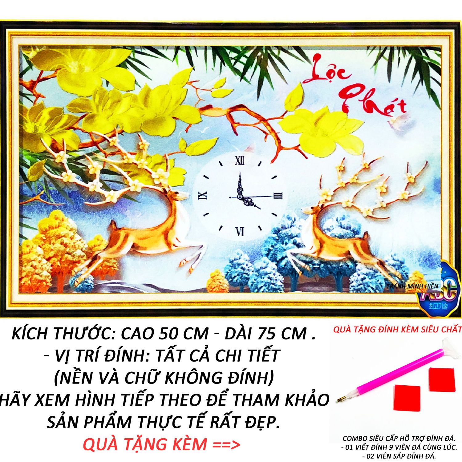 Tranh Đính Đá Tự Làm - Lộc Phát Vinh Hoa 17 (Kèm Quà Tặng) - Tranh Minh Hiền (TỰ ĐÍNH ĐÁ)