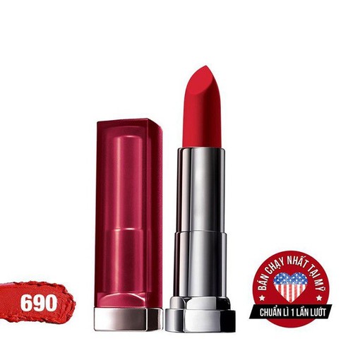 Son Lì Mịn Môi Maybelline Creamy Matte 690 Siren In Scarlet 4.2g