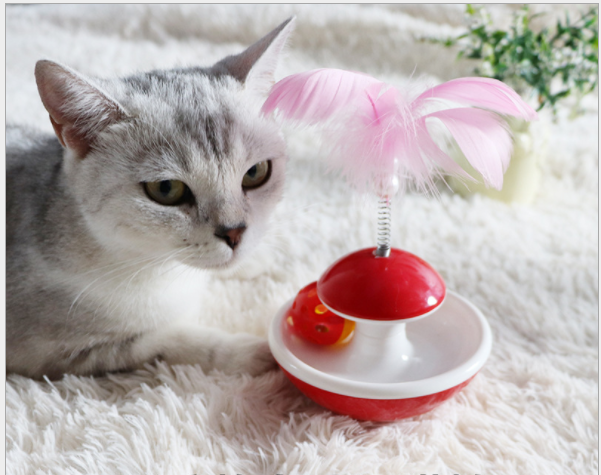 Đồ chơi lật đật cho mèo đồ chơi thú cưng hình con lật đật có gắn lông vũ cực dễ thương
