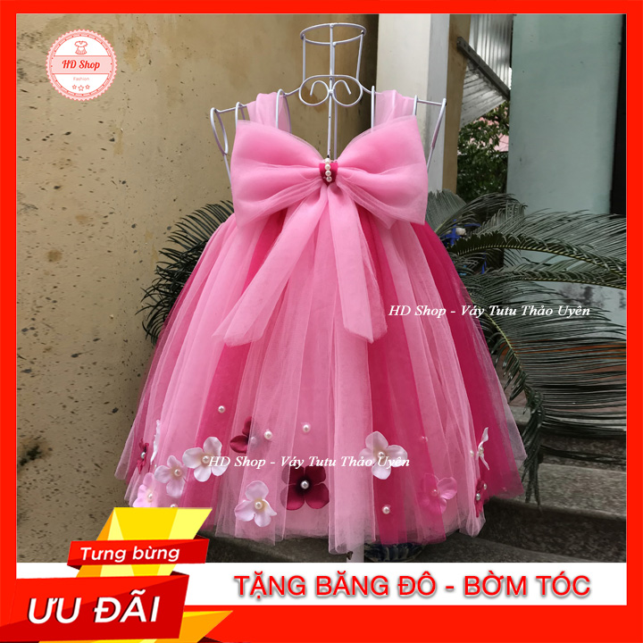 ĐẦM CHO BÉ / ĐẦM CHO BÉ GÁI / ĐẦM NƠ CHO BÉ HỒNG PHẤN PHA HỒNG SEN