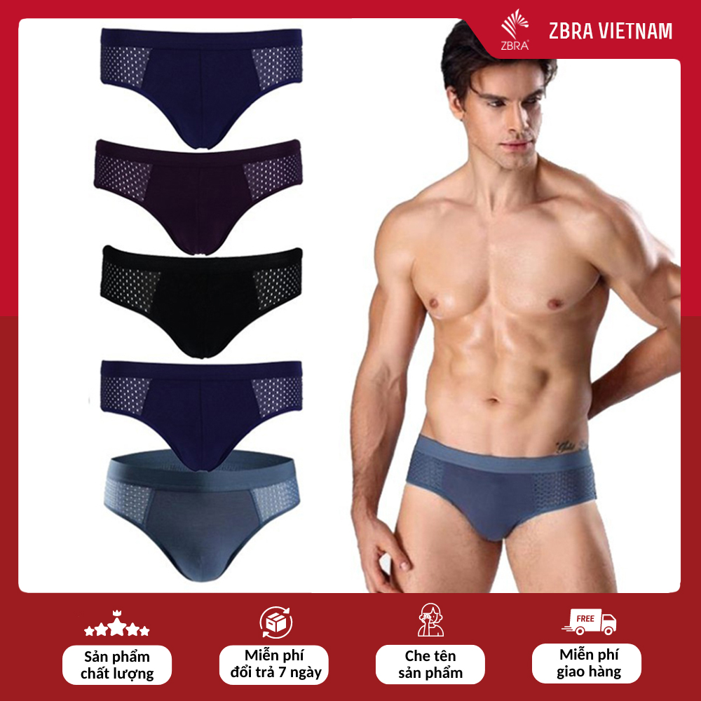 Quần lót nam Combo 5 Quần sịp chéo nam dạng lưới thông hơi cạp to ôm sát body trẻ trung Zbra - ZQN10