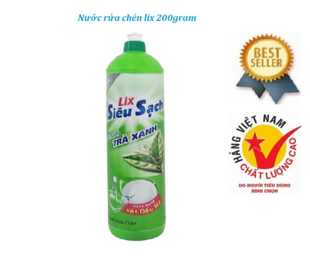Nước rửa chén LIX hương trà xanh 200gram siêu đậm đặc