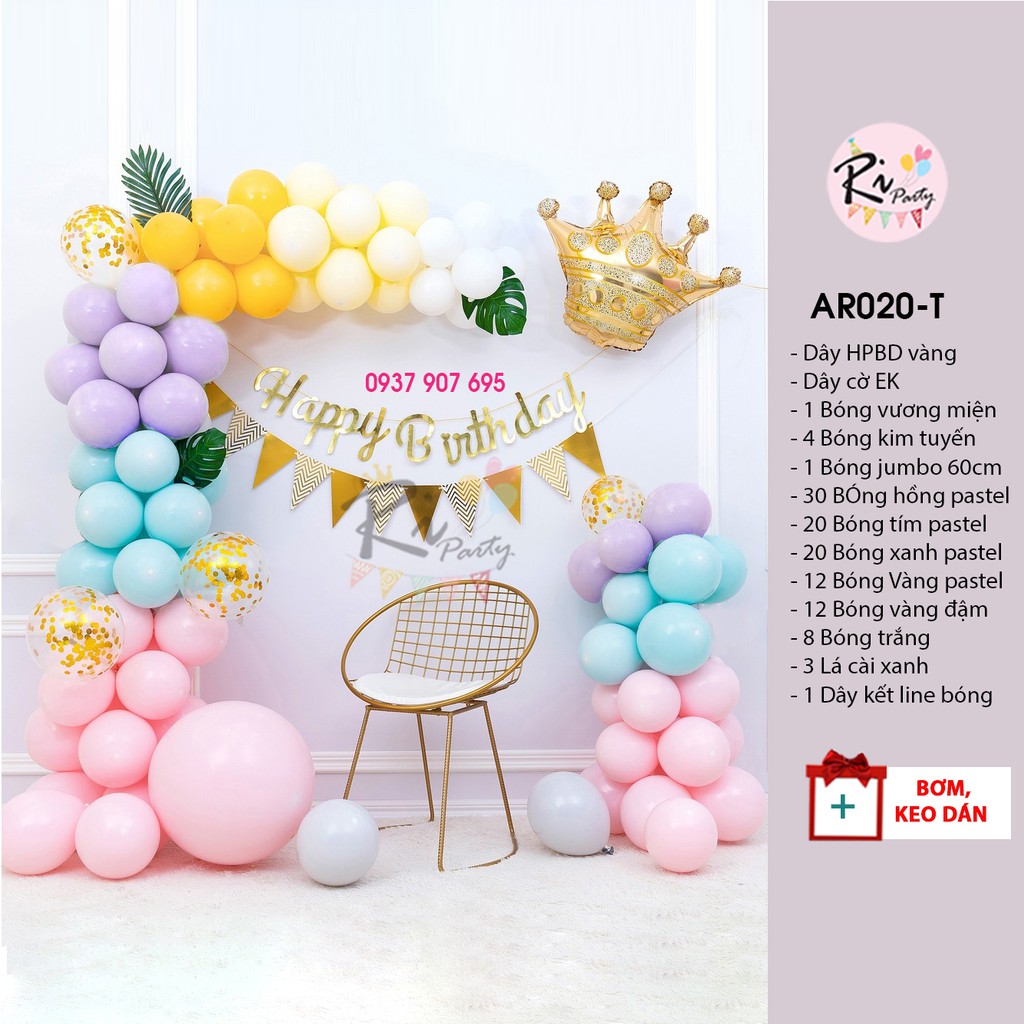 [HCM]Combo Trang Trí Sinh Nhật Bé Gái/ Người Lớn/ Tone Pastel