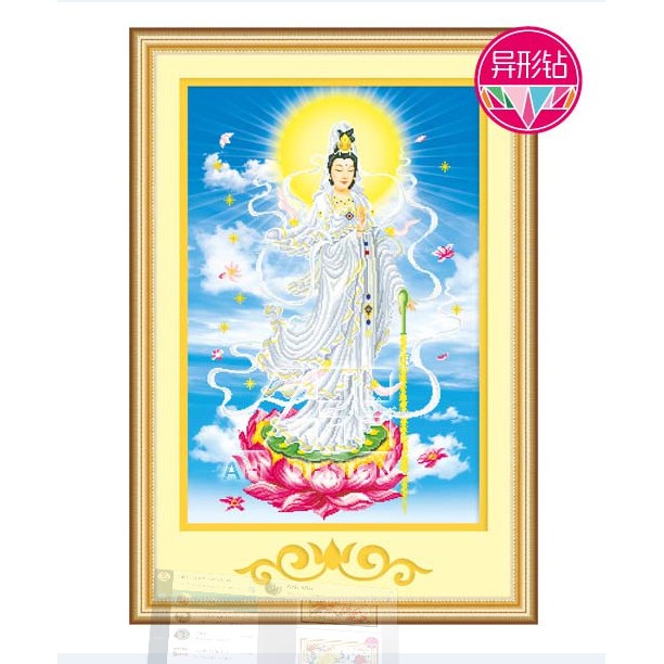 Tranh đính đá quan âm đứng 77513