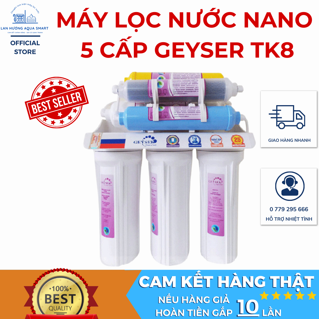 Máy Lọc Nước Nano Geyser TK8 8 Lõi Lọc Hoàn Toàn Không Còn Các Tạp Chất Có Hại Giúp Nước An Toàn Chính Hãng